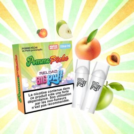 Pod Pomme Pêche - Big Puff Reload (Pack 2) | Grossiste puff e cigarette jetable | Greenvillage.fr